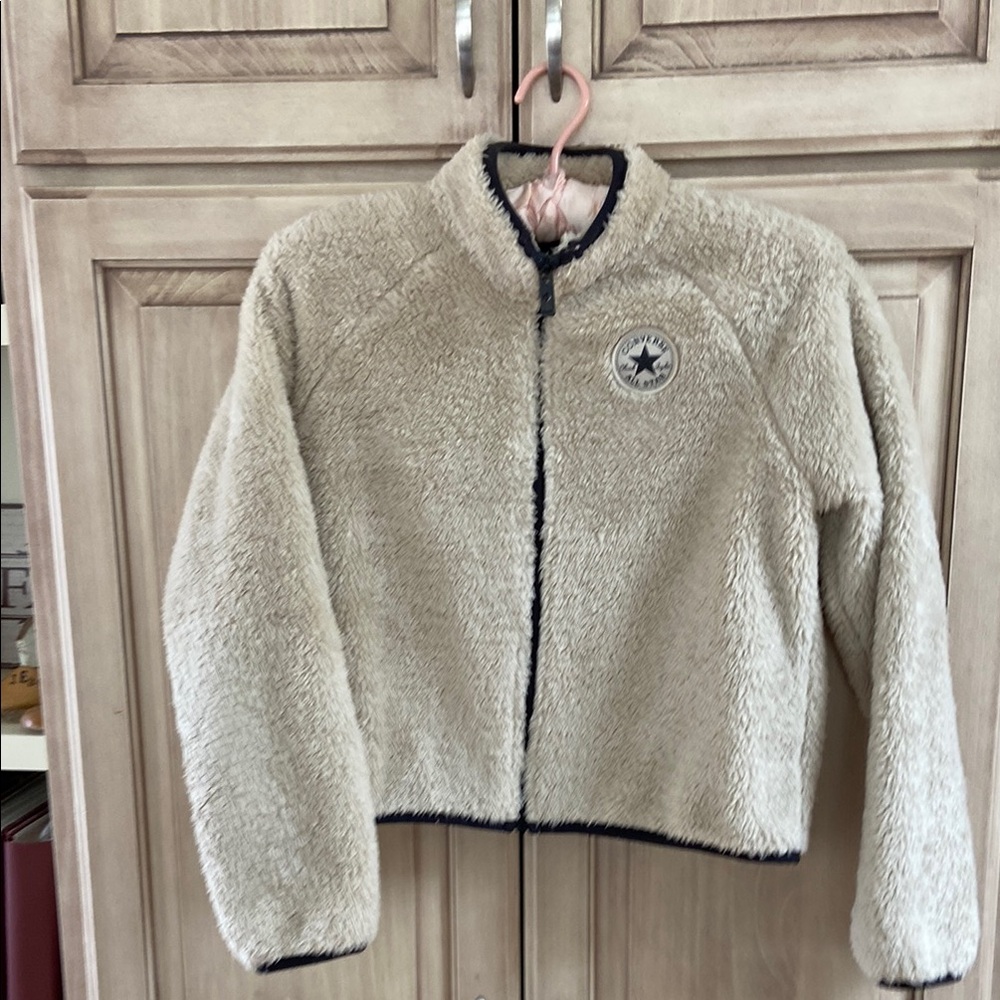 Kids Cream Fleece Jacket Converse sz L
